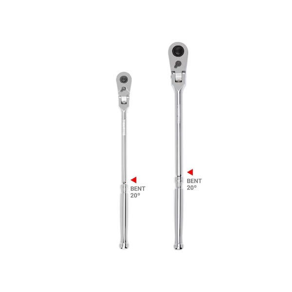 Tekton 3/8, 1/2 Inch Drive Flex Head Quick-Release Bent Handle Long Ratchet Set, 2-Piece (12, 14 in.) SRH99303 - main